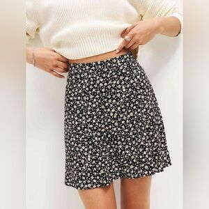 Reformation Black and White Floral Skater Skirt